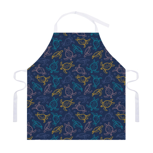 Cute Sea Turtle Pattern Print Adjustable Apron