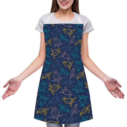 Cute Sea Turtle Pattern Print Adjustable Apron