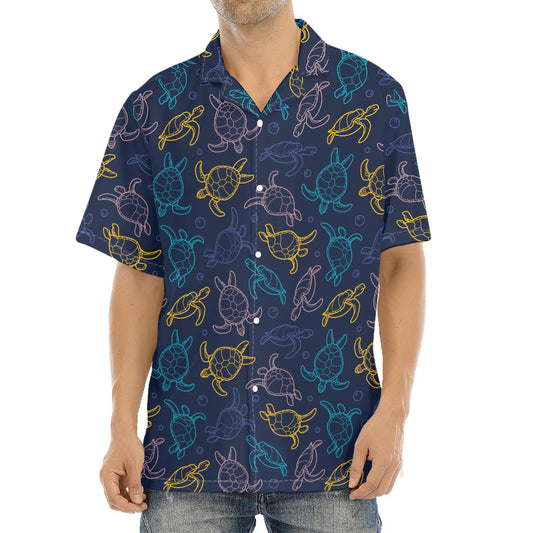 Cute Sea Turtle Pattern Print Aloha Shirt