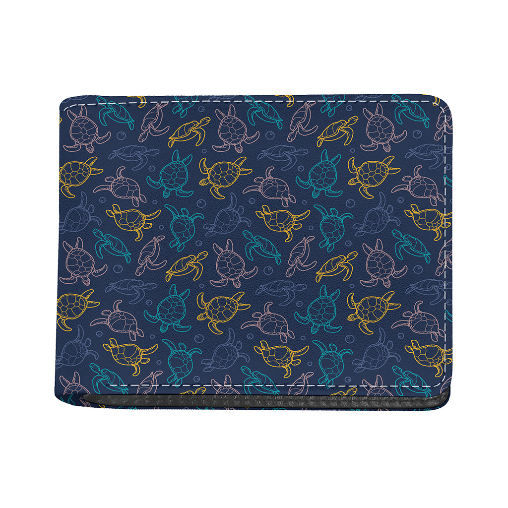 Cute Sea Turtle Pattern Print Bifold Wallet