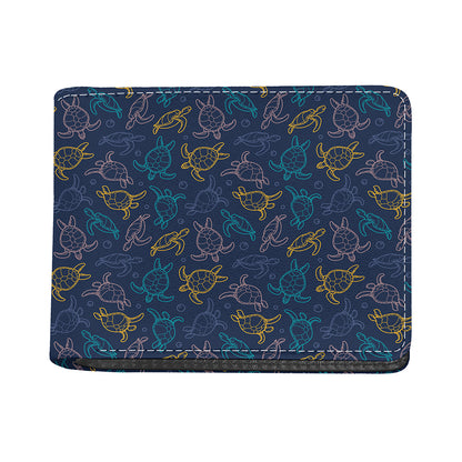 Cute Sea Turtle Pattern Print Bifold Wallet