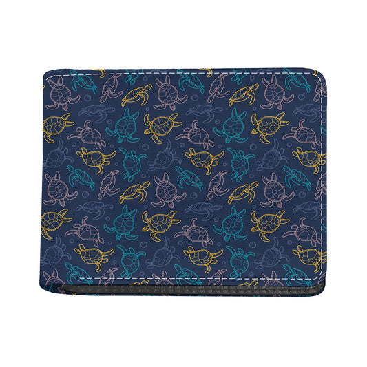 Cute Sea Turtle Pattern Print Bifold Wallet
