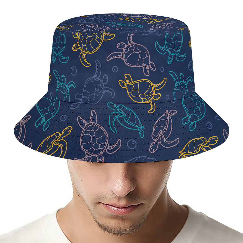 Cute Sea Turtle Pattern Print Bucket Hat