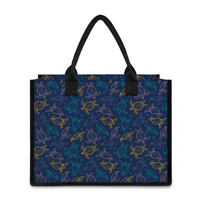 Cute Sea Turtle Pattern Print Canvas Tote Bag