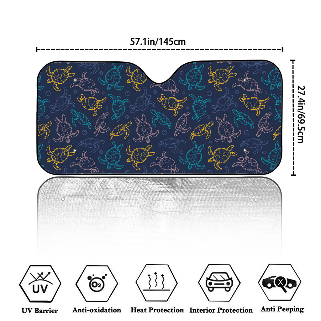 Cute Sea Turtle Pattern Print Car Windshield Sun Shade