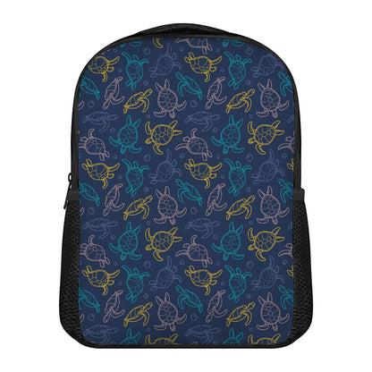 Cute Sea Turtle Pattern Print Casual Backpack