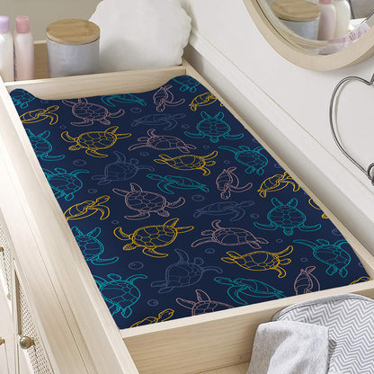 Cute Sea Turtle Pattern Print Changing Pad Cover