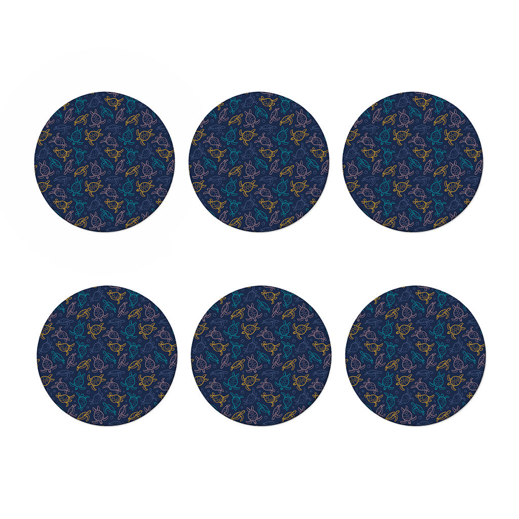 Cute Sea Turtle Pattern Print Coaster Set