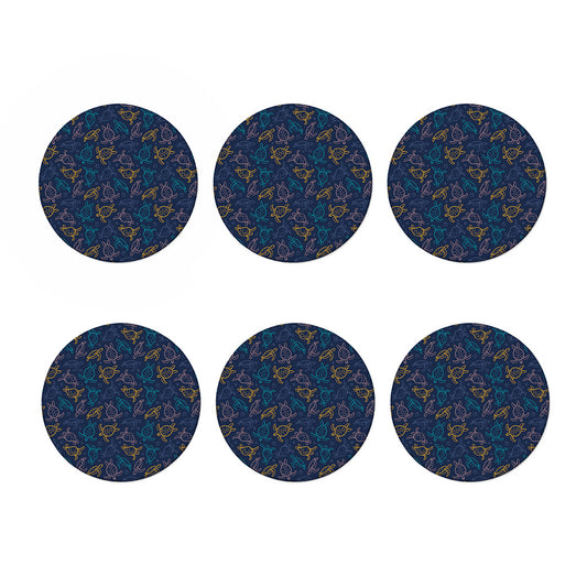 Cute Sea Turtle Pattern Print Coaster Set