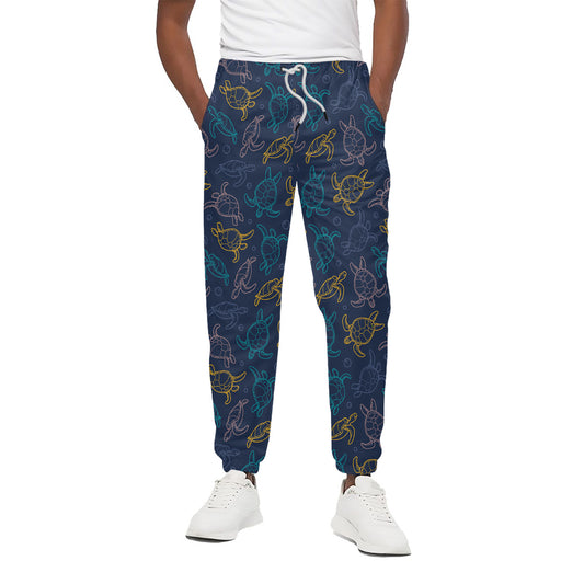 Cute Sea Turtle Pattern Print Cotton Pants