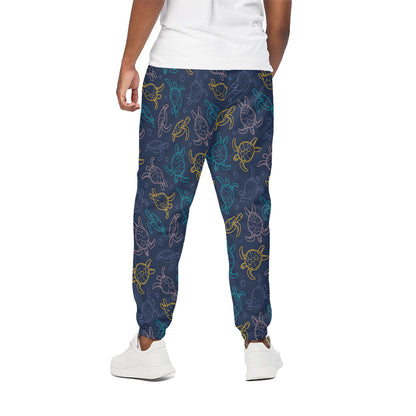 Cute Sea Turtle Pattern Print Cotton Pants