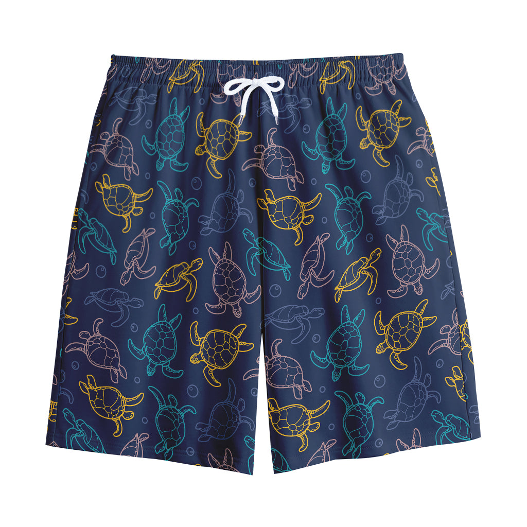 Cute Sea Turtle Pattern Print Cotton Shorts