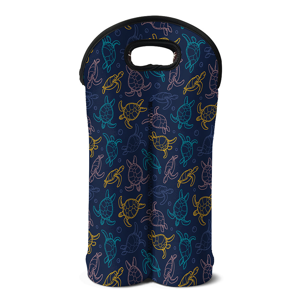 Cute Sea Turtle Pattern Print Double Neoprene Wine Tote