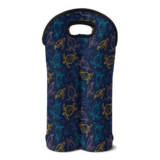 Cute Sea Turtle Pattern Print Double Neoprene Wine Tote