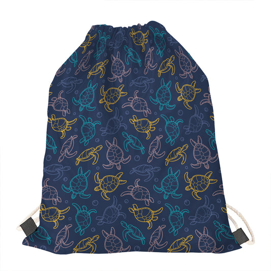Cute Sea Turtle Pattern Print Drawstring Bag