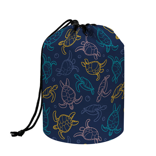 Cute Sea Turtle Pattern Print Drawstring Makeup Bag