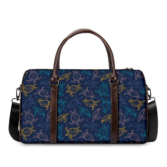 Cute Sea Turtle Pattern Print Duffle Bag