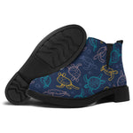 Cute Sea Turtle Pattern Print Flat Ankle Boots