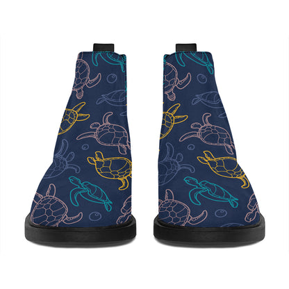 Cute Sea Turtle Pattern Print Flat Ankle Boots
