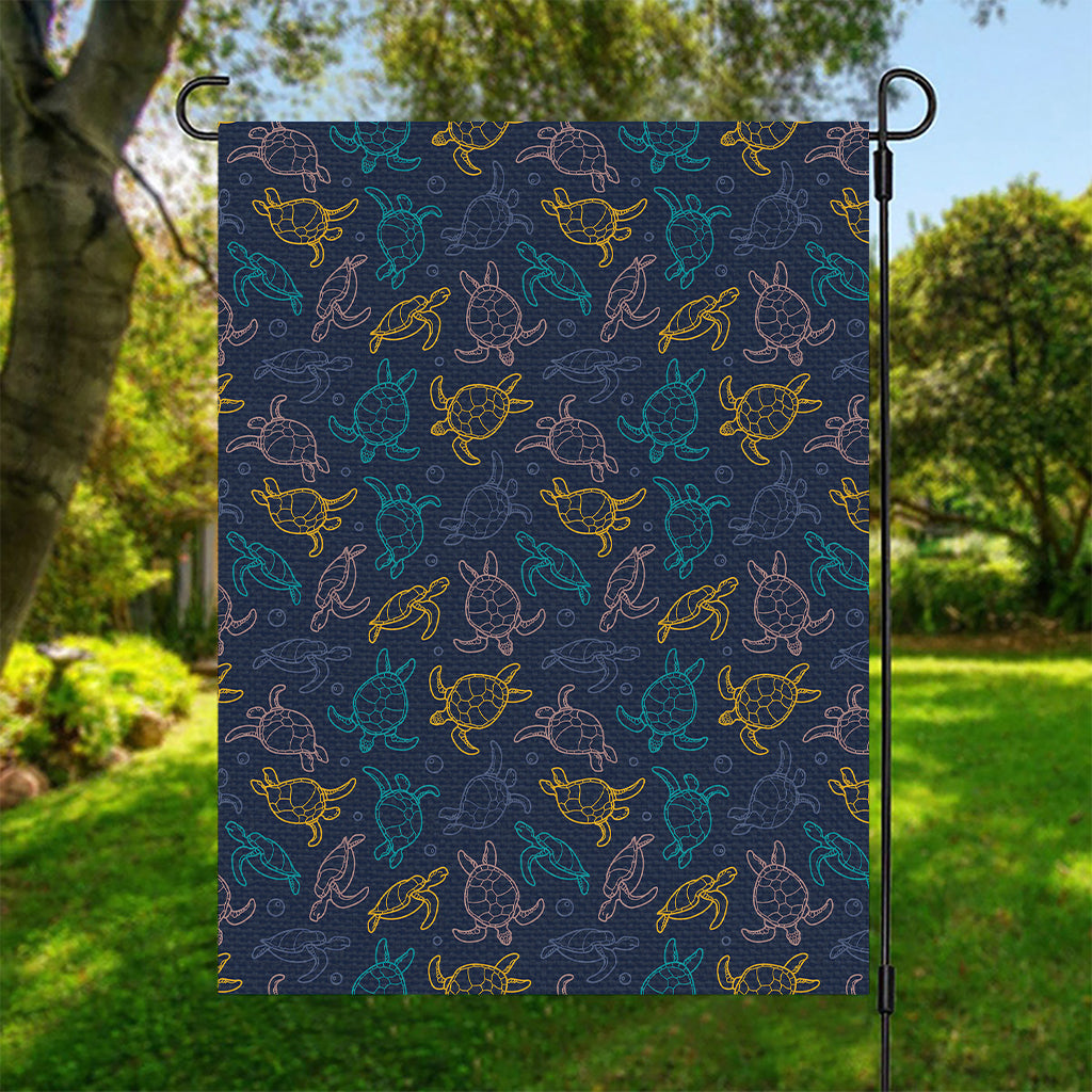 Cute Sea Turtle Pattern Print Garden Flag