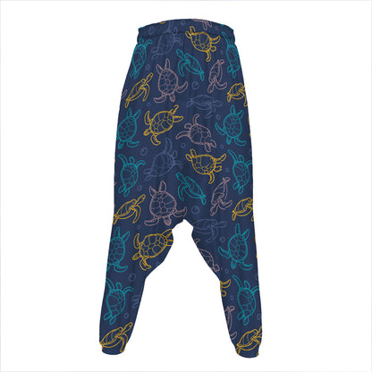 Cute Sea Turtle Pattern Print Hammer Pants