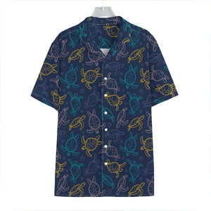 Cute Sea Turtle Pattern Print Hawaiian Shirt