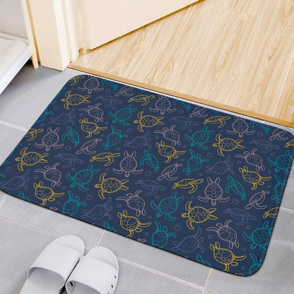 Cute Sea Turtle Pattern Print Indoor Door Mat