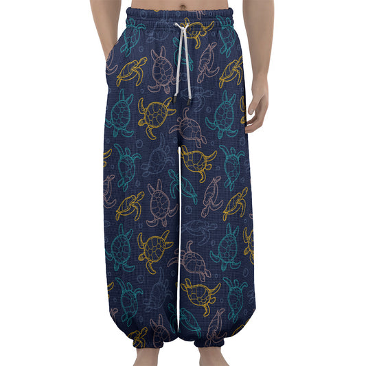Cute Sea Turtle Pattern Print Lantern Pants