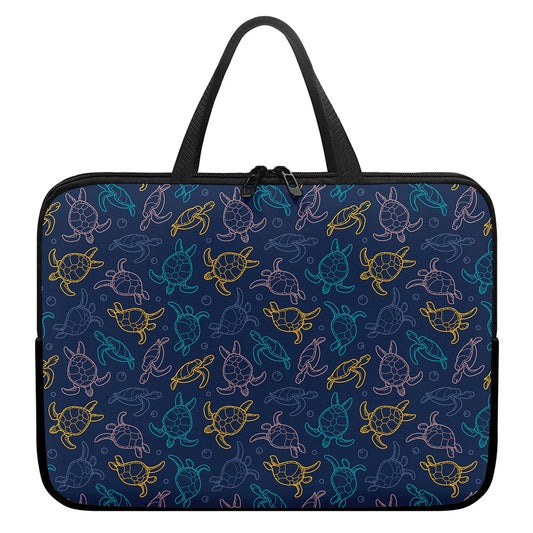 Cute Sea Turtle Pattern Print Laptop Sleeve With Handle