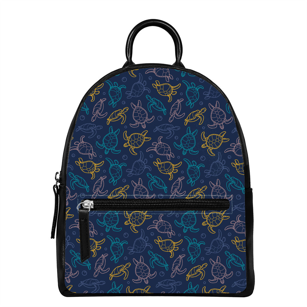 Cute Sea Turtle Pattern Print Leather Backpack