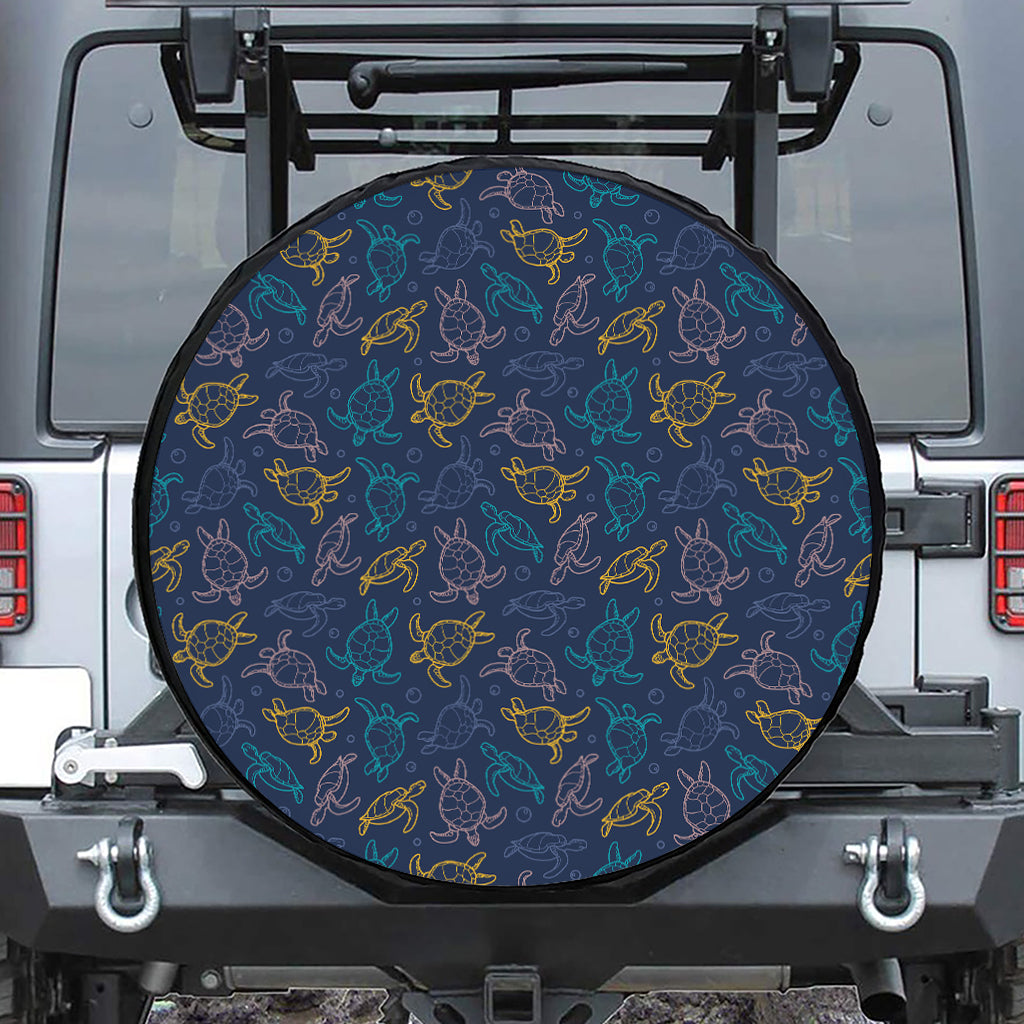 Cute Sea Turtle Pattern Print Leather Spare Tire Cover