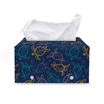 Cute Sea Turtle Pattern Print Leather Tissue Box Cover