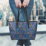 Cute Sea Turtle Pattern Print Leather Tote Bag