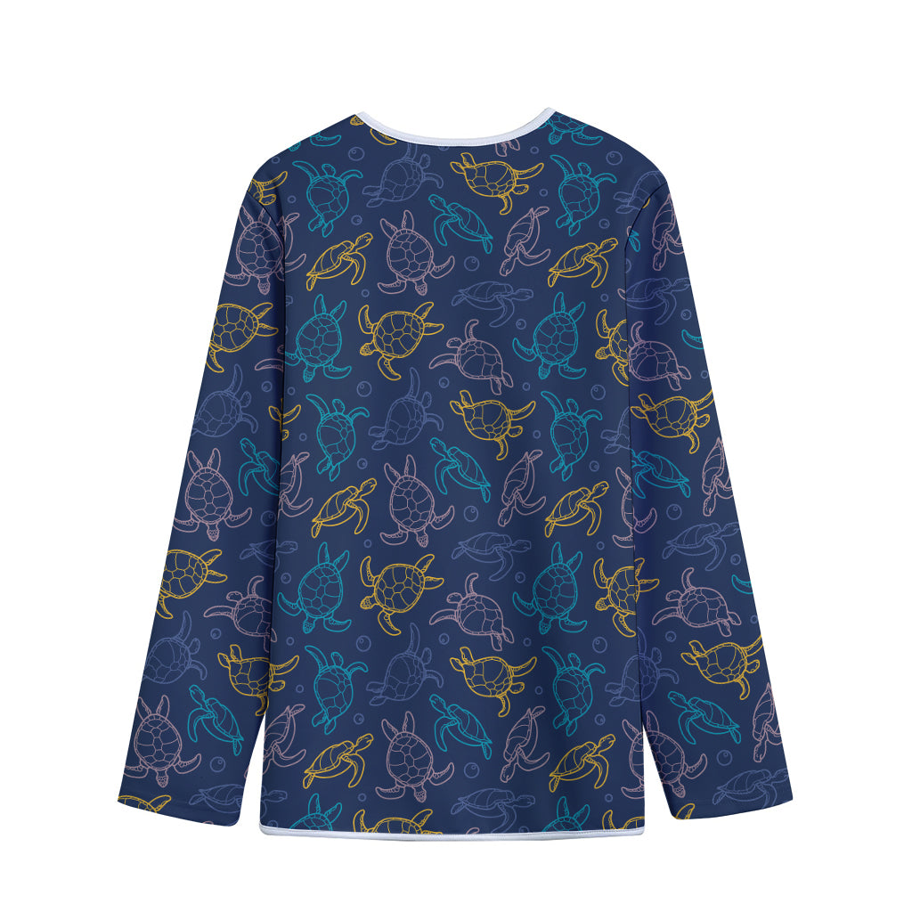 Cute Sea Turtle Pattern Print Long Sleeve Short Coat
