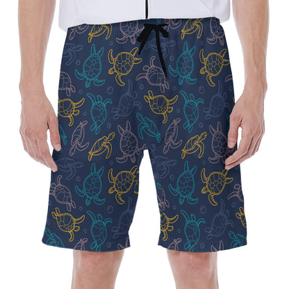 Cute Sea Turtle Pattern Print Men's Beach Shorts