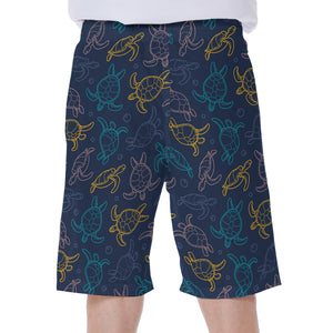 Cute Sea Turtle Pattern Print Men's Beach Shorts