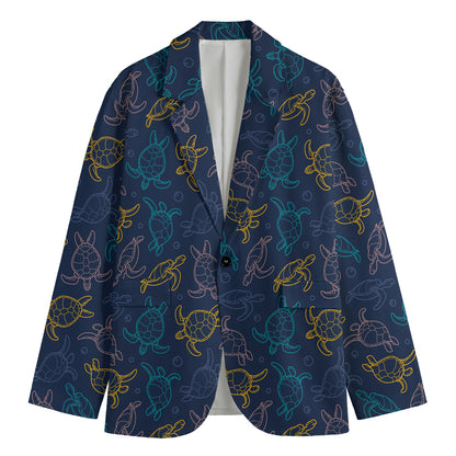 Cute Sea Turtle Pattern Print Men's Blazer