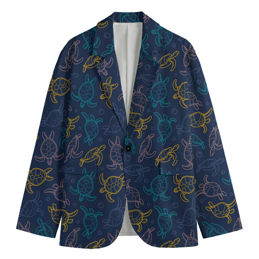 Cute Sea Turtle Pattern Print Men's Blazer