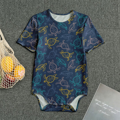 Cute Sea Turtle Pattern Print Men's Bodysuit