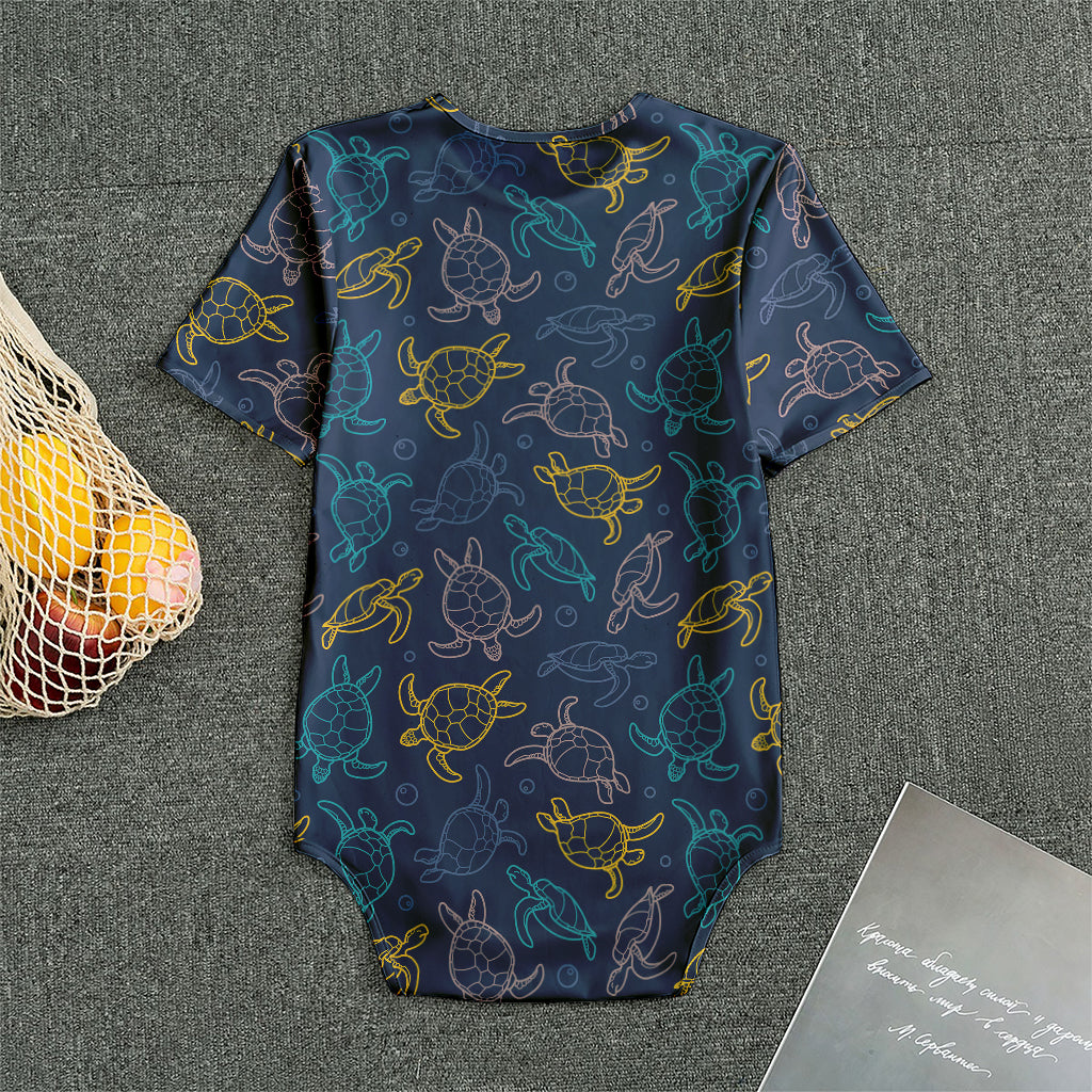 Cute Sea Turtle Pattern Print Men's Bodysuit