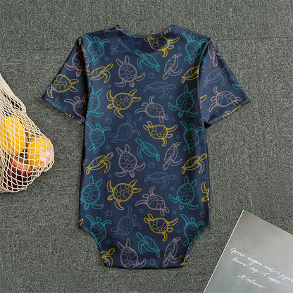 Cute Sea Turtle Pattern Print Men's Bodysuit