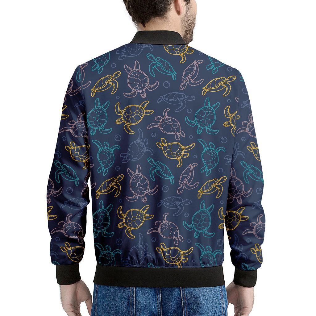 Cute Sea Turtle Pattern Print Men's Bomber Jacket