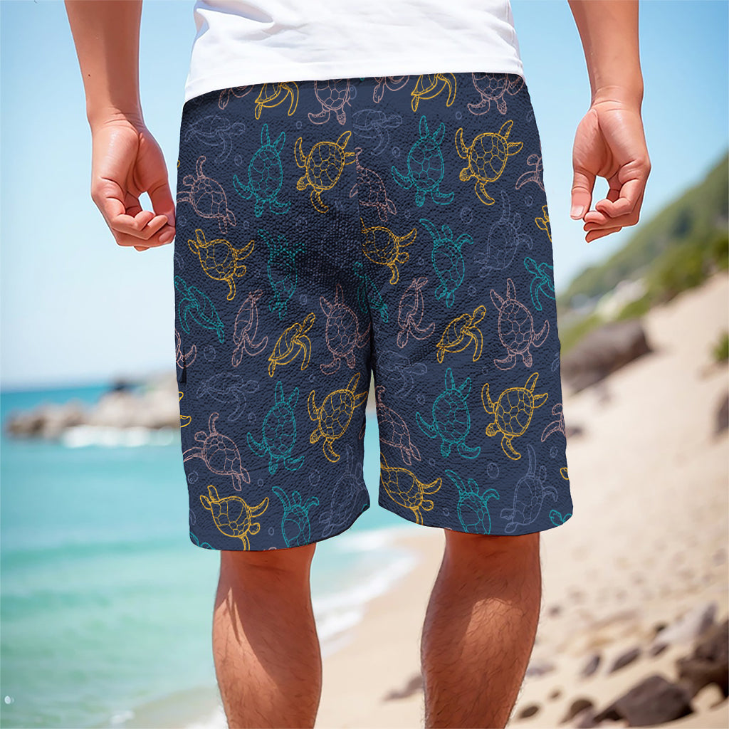 Cute Sea Turtle Pattern Print Men's Cargo Shorts