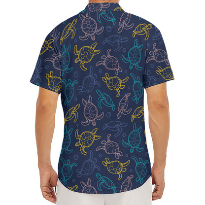 Cute Sea Turtle Pattern Print Men's Deep V-Neck Shirt