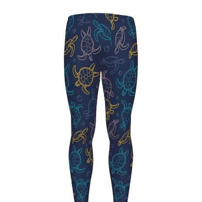 Cute Sea Turtle Pattern Print Men's leggings