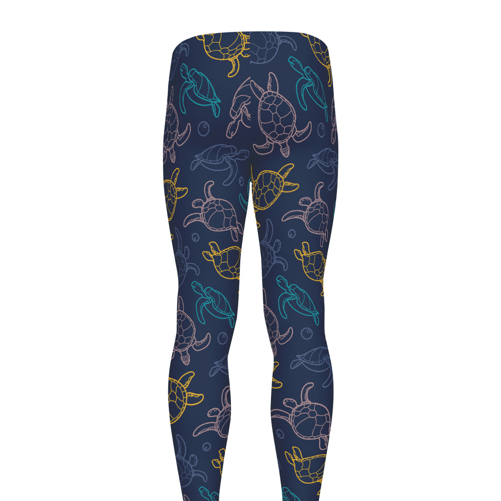 Cute Sea Turtle Pattern Print Men's leggings