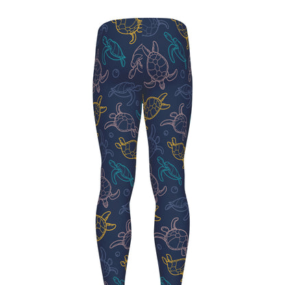 Cute Sea Turtle Pattern Print Men's leggings