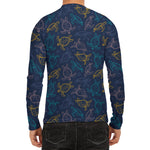 Cute Sea Turtle Pattern Print Men's Long Sleeve Rash Guard
