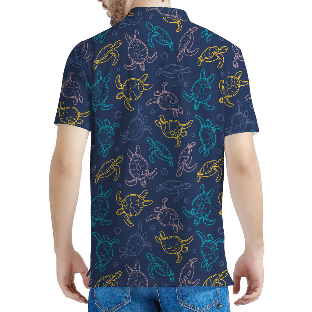 Cute Sea Turtle Pattern Print Men's Polo Shirt