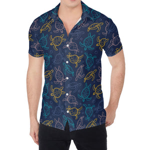 Cute Sea Turtle Pattern Print Men's Shirt